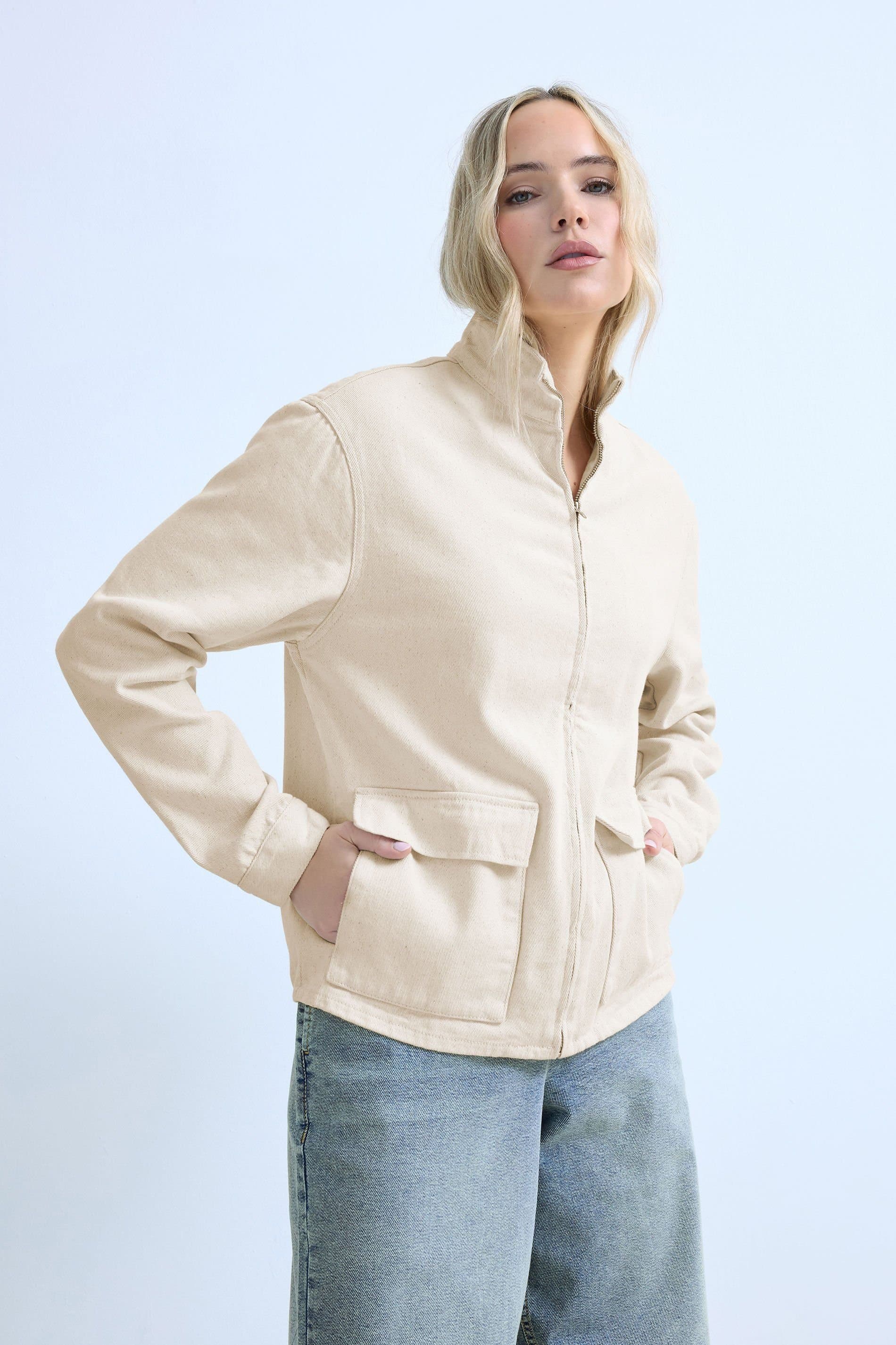 Long Tall Sally Long Tall Sally Women's Tall Funnel Neck Jacket in Cream