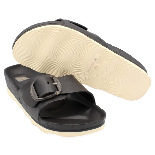 Avispas Avispas Women's Milano' TR Comfort Sole One-Strap Summer Slider Sandals in Black - 3