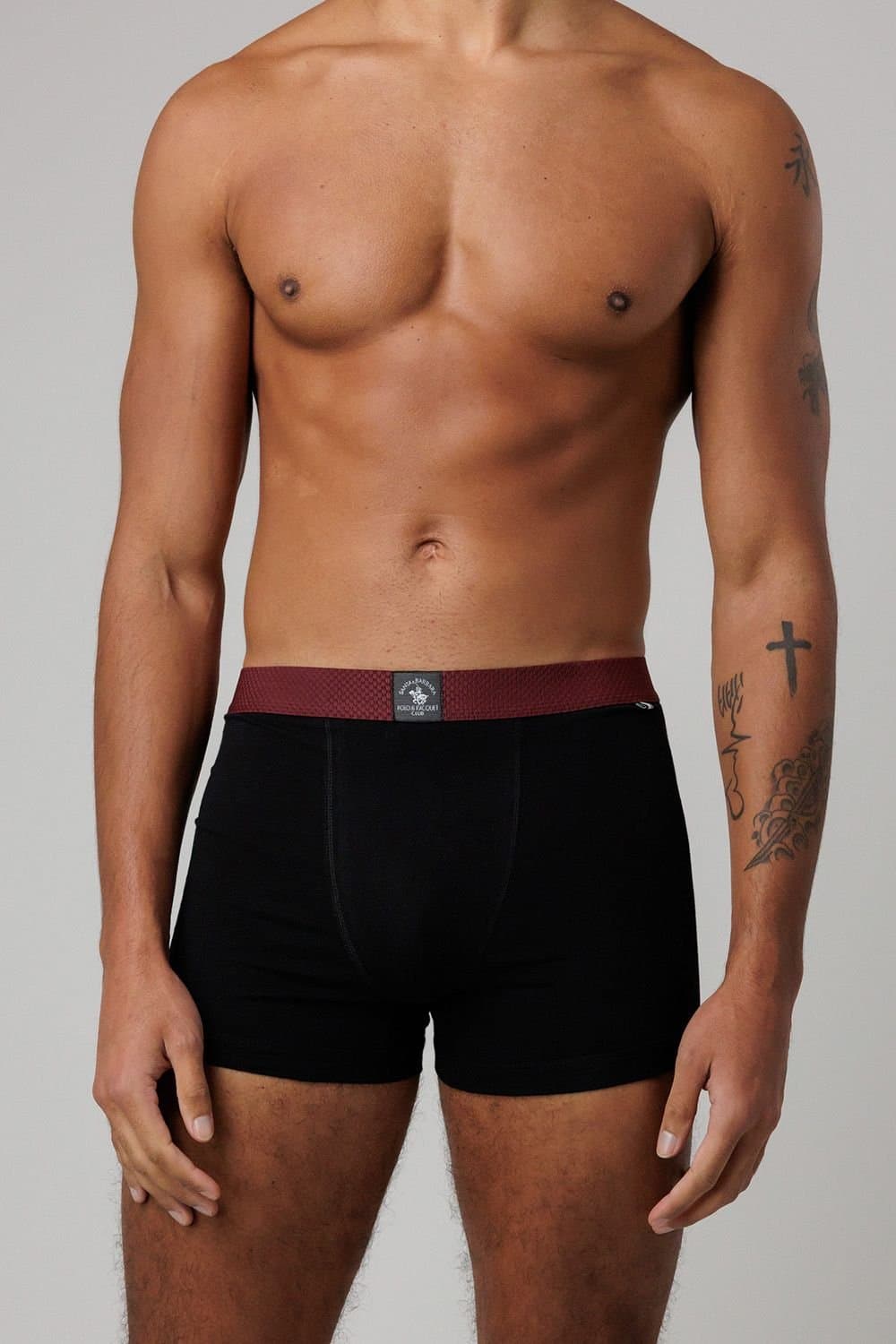 Santa Barbara Polo & Racquet Club Santa Barbara Polo & Racquet Club Men's 3 Pack Cotton Stretch Boxers with Textured Waistband in Black