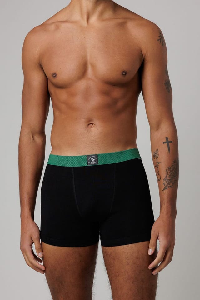 Santa Barbara Polo & Racquet Club Santa Barbara Polo & Racquet Club Men's 3 Pack Cotton Stretch Boxers with Textured Waistband in Black - 2