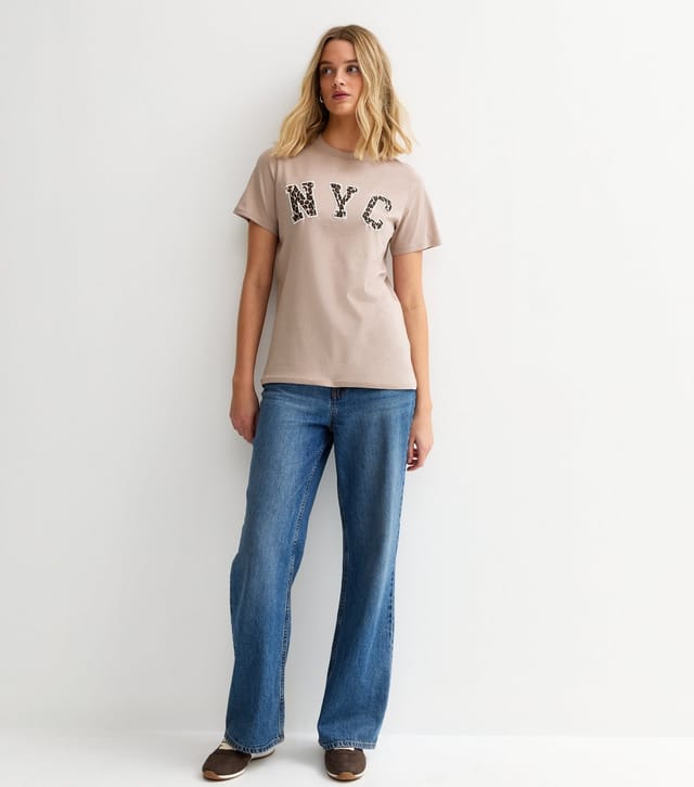 New Look Women's Mink Leopard Print NYC Regular T-Shirt New Look - 3