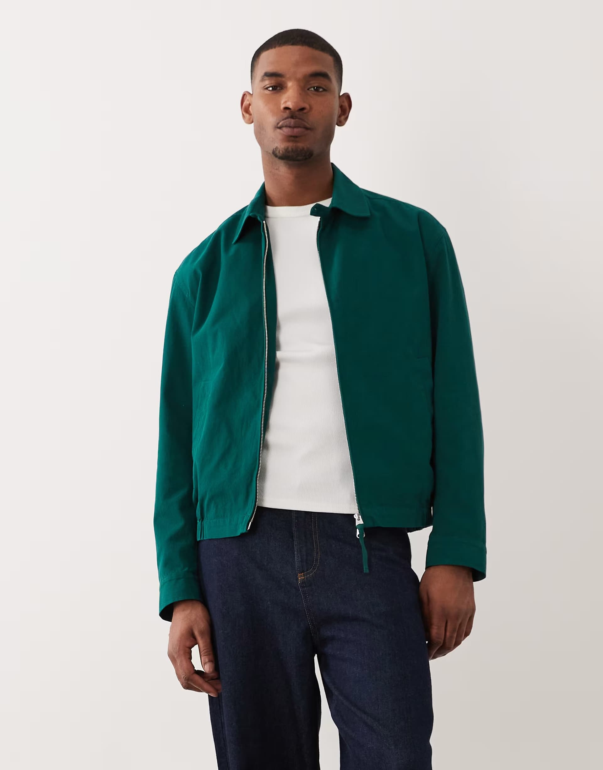 ASOS ARKET pure cotton blouson jacket in green