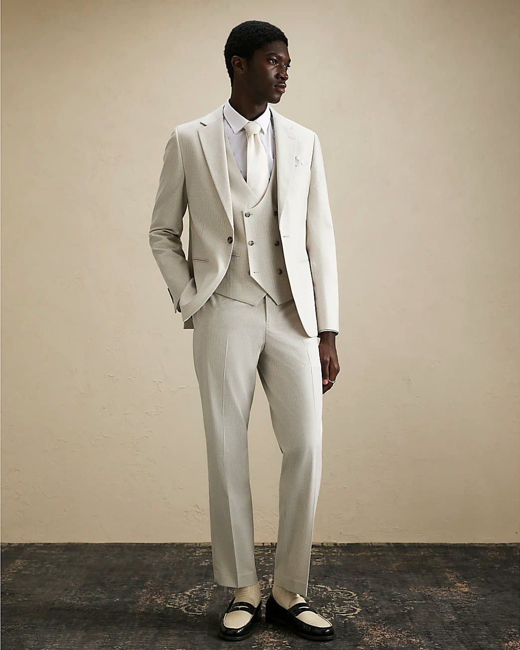River Island Mens River Island Grey Slim Fit Puppytooth Suit Trousers