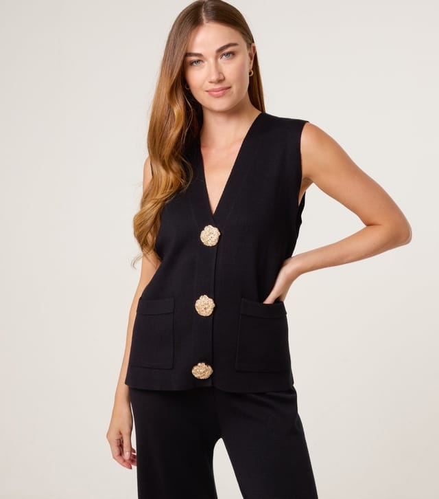 Blue Vanilla Women's Black Waistcoat and Trousers Two Piece Set Blue Vanilla New Look - 2