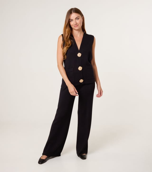 Blue Vanilla Women's Black Waistcoat and Trousers Two Piece Set Blue Vanilla New Look - 3