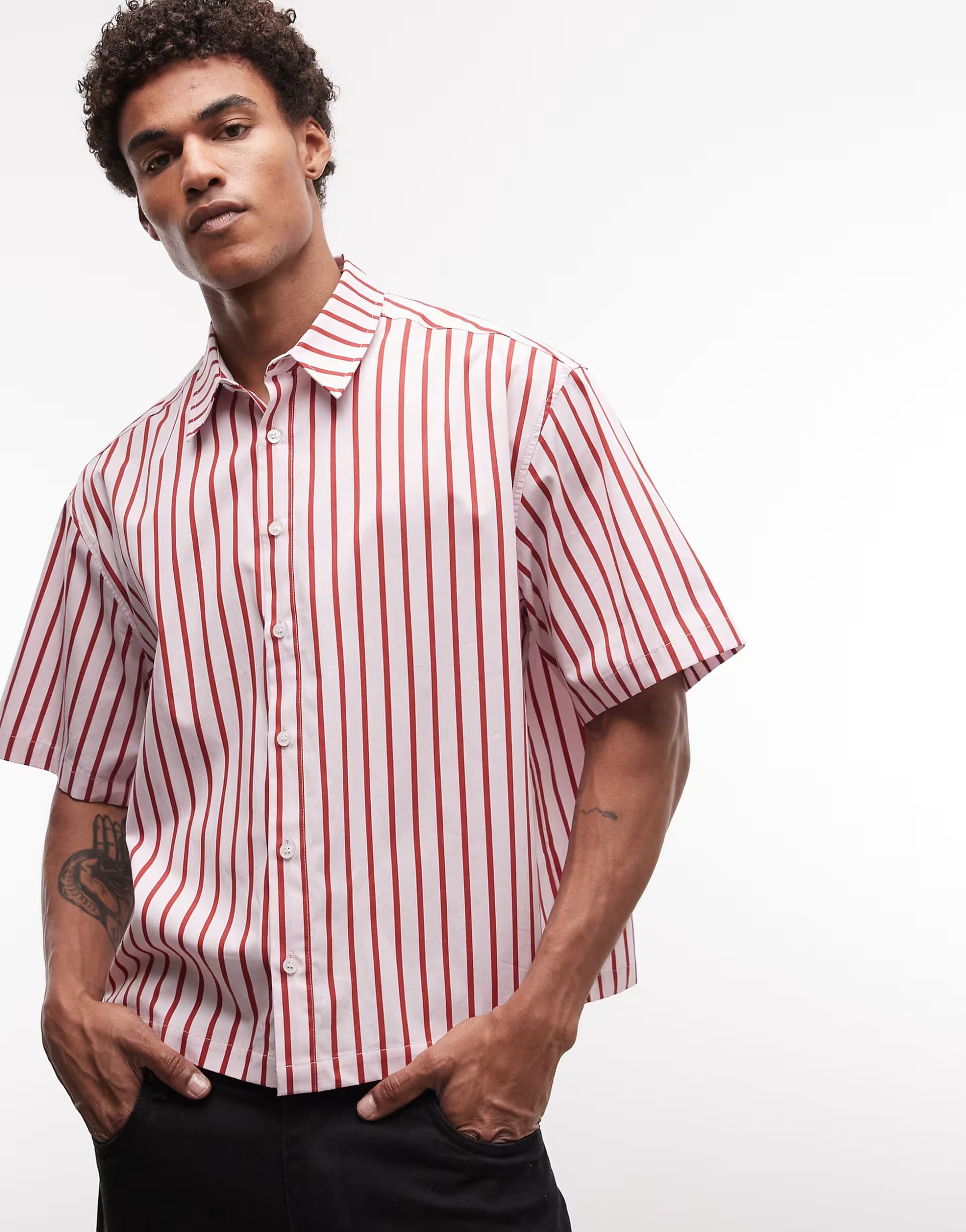 ASOS ASOS DESIGN boxy oversized stripe shirt in pink