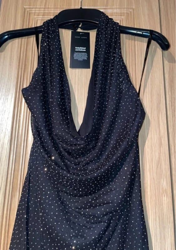 New Look New Look sequin hotfix halter mini dress