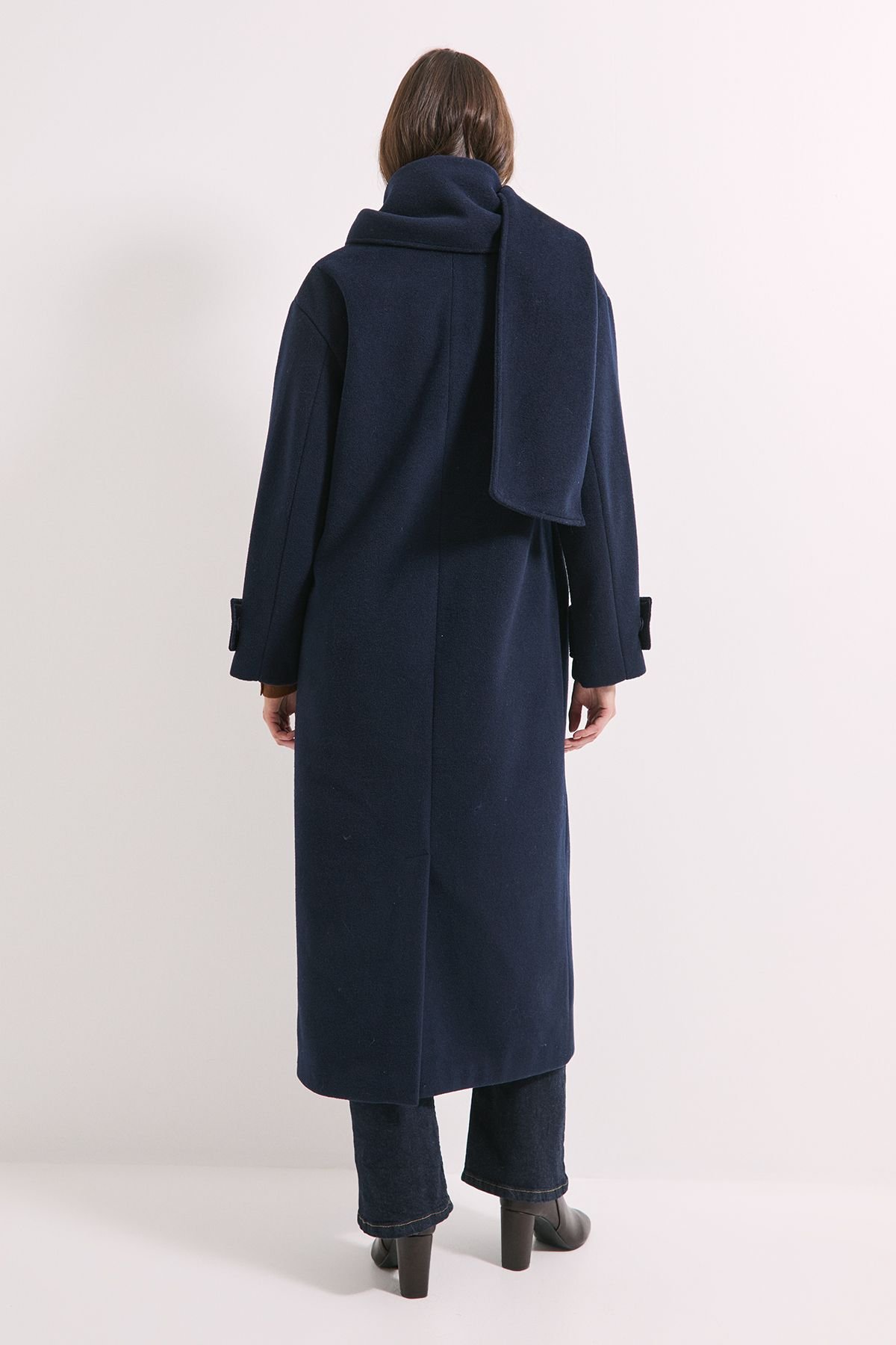 Wallis Wallis Women's Principles by Scarf 2 in 1 Maxi Coat in Navy - 3