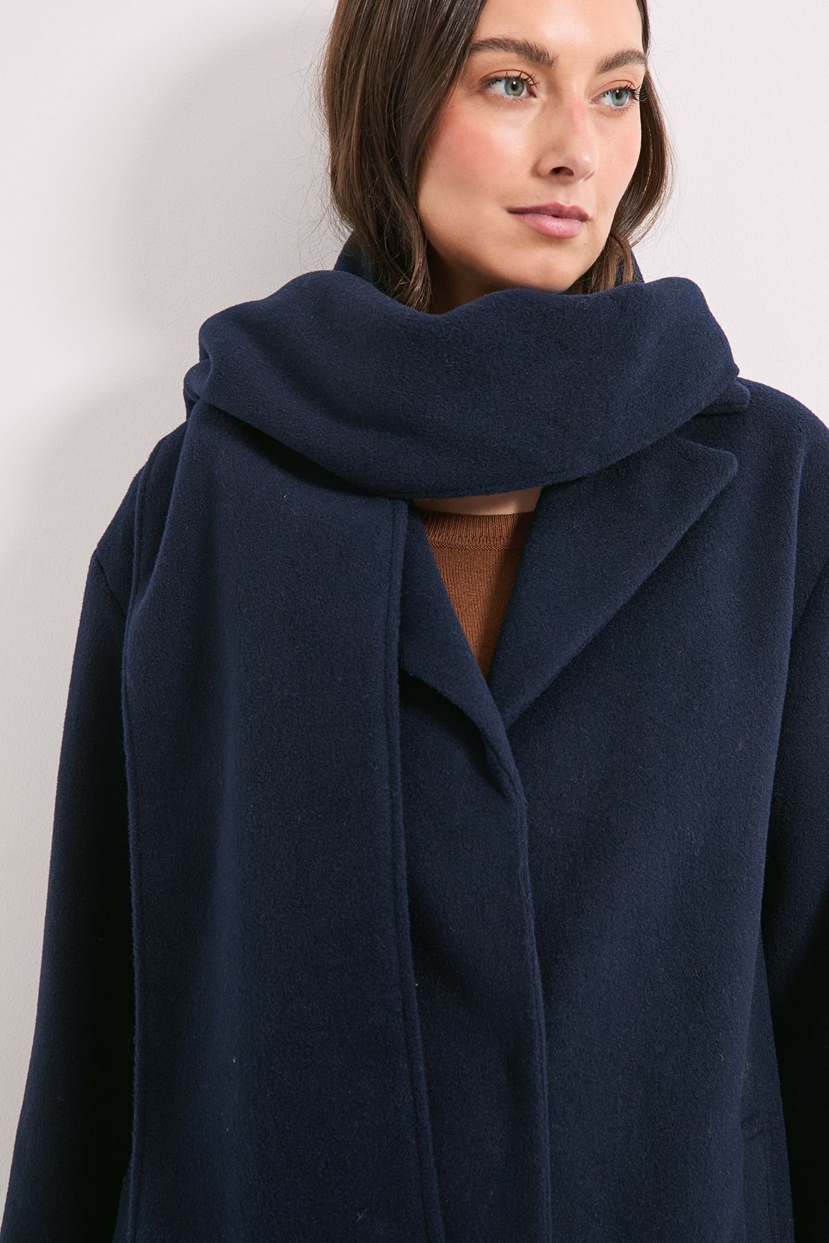 Wallis Wallis Women's Principles by Scarf 2 in 1 Maxi Coat in Navy - 4