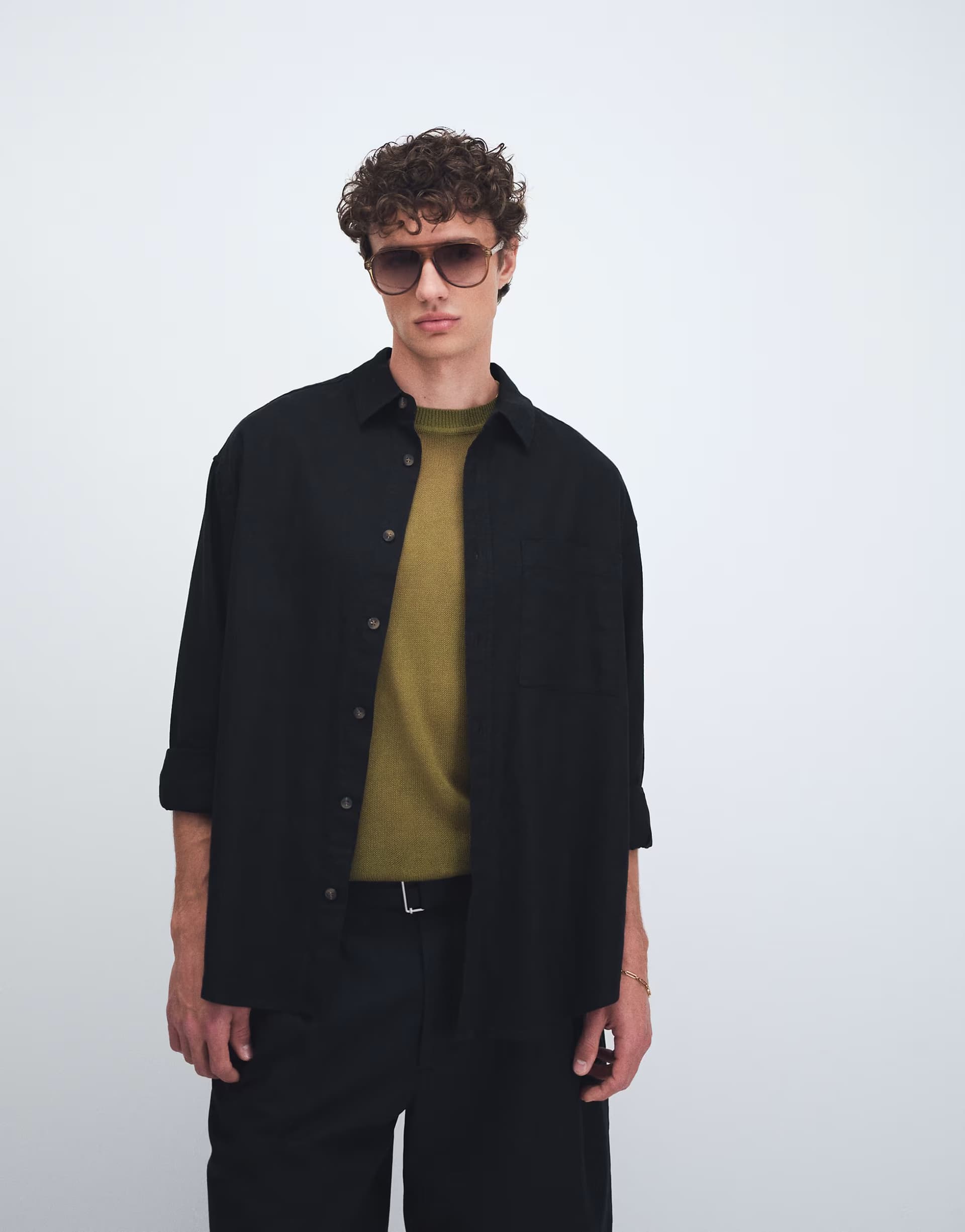 ASOS ASOS DESIGN co-ord oversized linen blend shirt in black