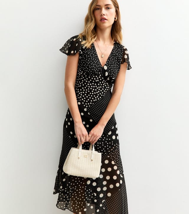 New Look Women's Black Spot Print V-Neck Midi Dress New Look - 2