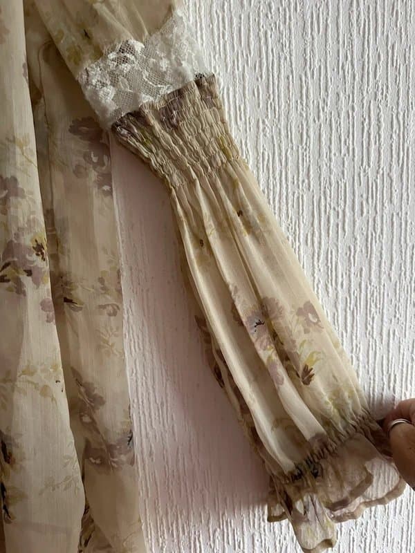 Topshop Beige White Lace Floral Floaty Sheer Top 10 Topshop