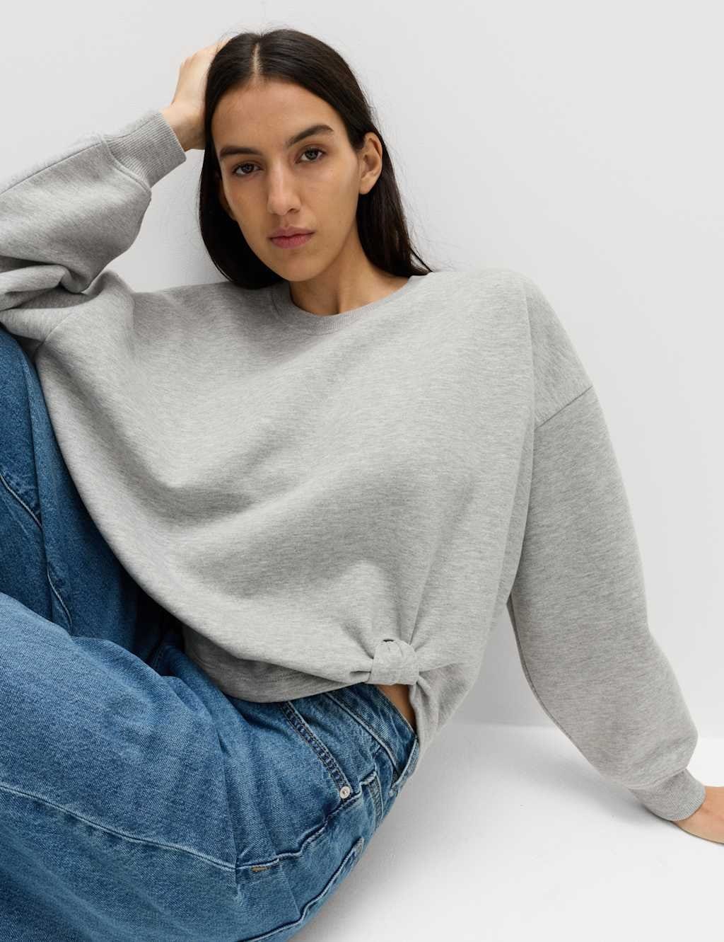 M&S Grey Marl Cotton-Rich Sweatshirt