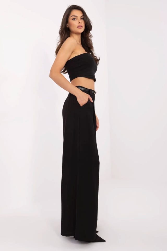 Love Lace Love Lace Women's Viscose Nylon Palazzo Trousers in Black - 2