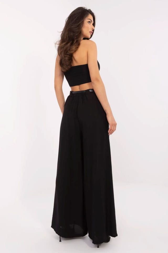Love Lace Love Lace Women's Viscose Nylon Palazzo Trousers in Black - 3