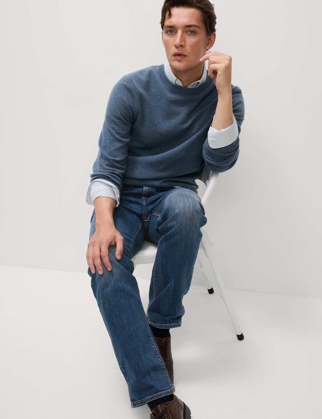 Marks & Spencer M&S Straight Fit Stretch Jeans Blue Denim - 4