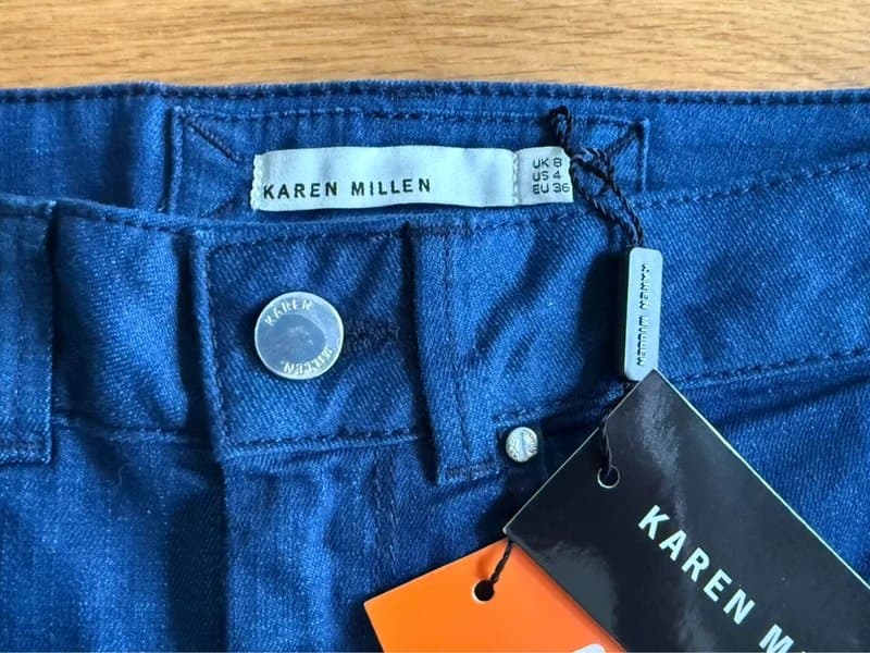 Karen Millen Karen Millen Blue Jeans with Black Side Panels – UK 8