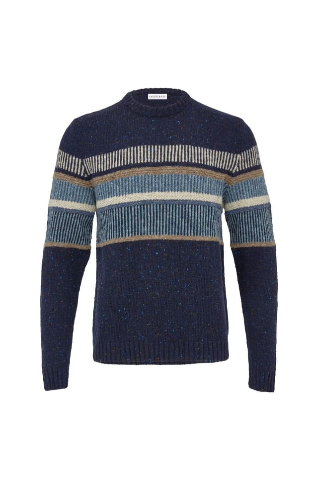 Celtic & Co Celtic & Co Men's Statement Donegal Wool Sweater in Mid Navy - 2