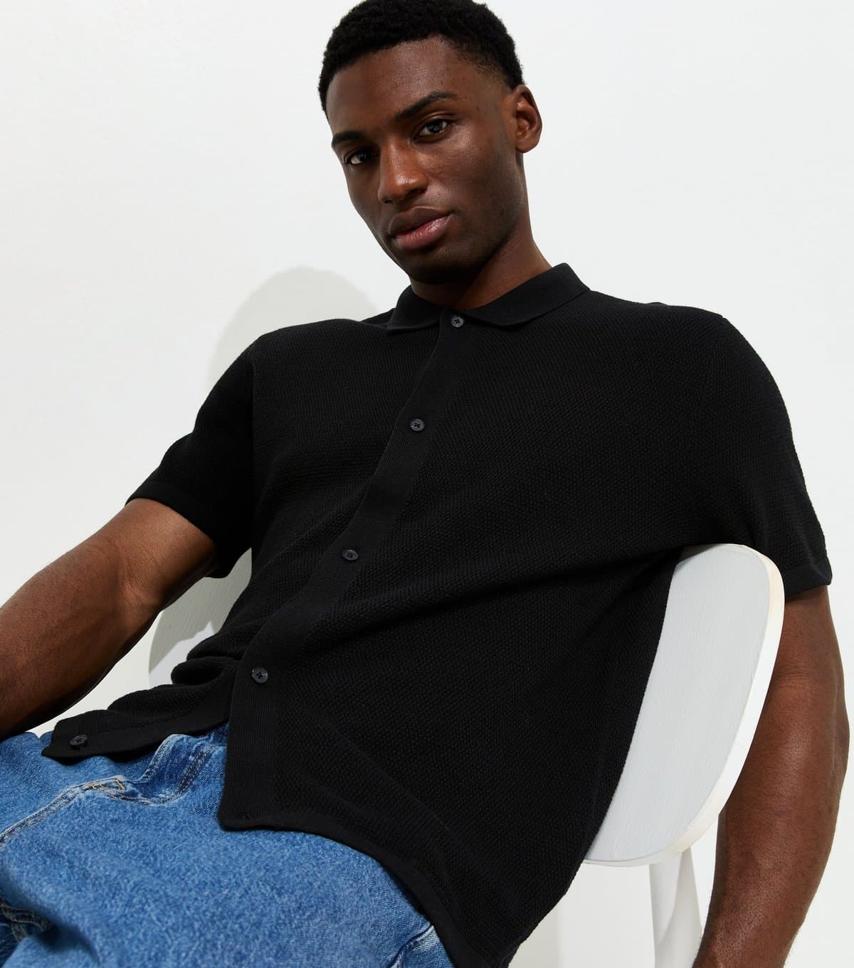 jack & jones Jack & Jones Black Knit Polo Shirt