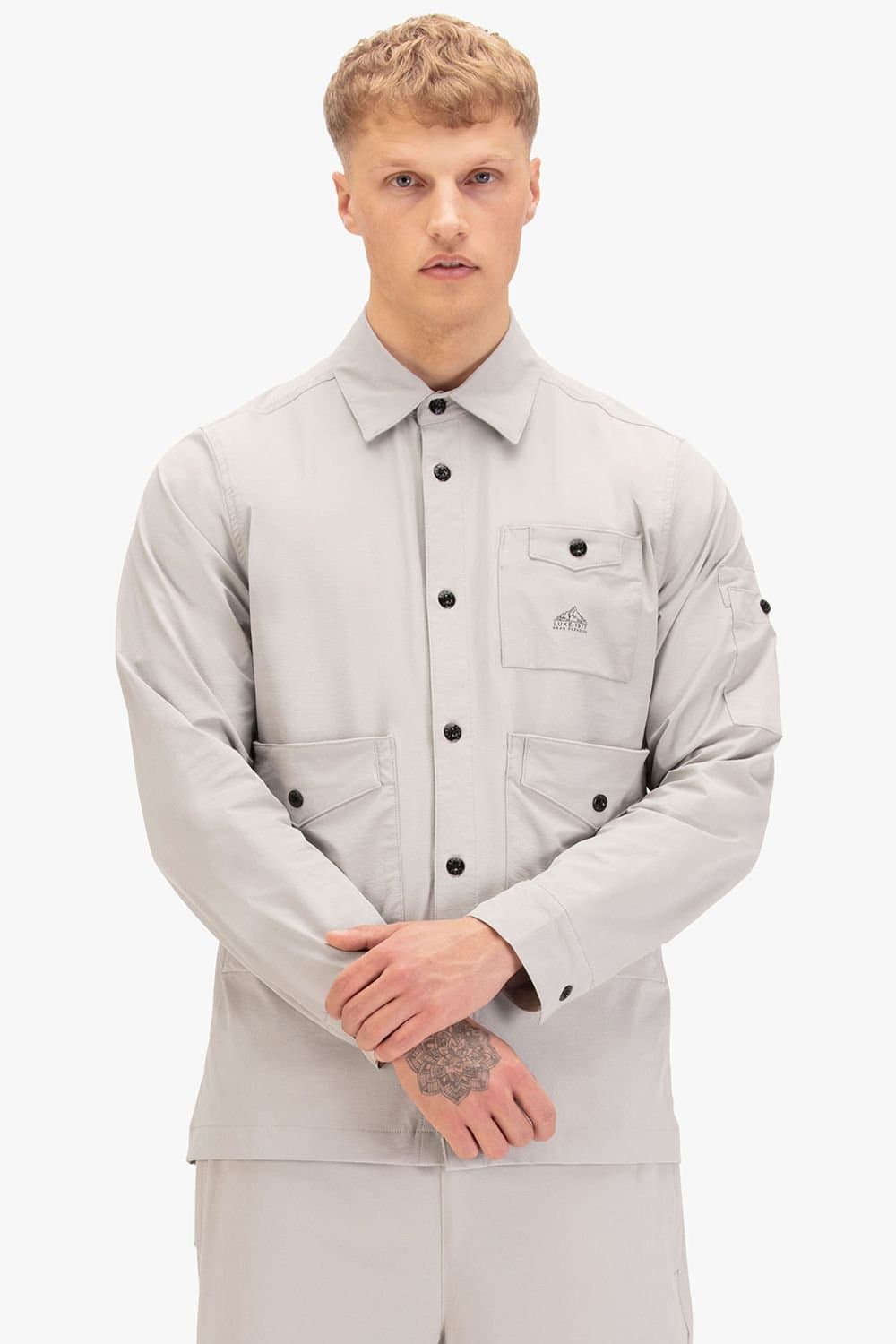 Luke 1977 Luke 1977 Light Grey Nylon Multi Pocket Shirt