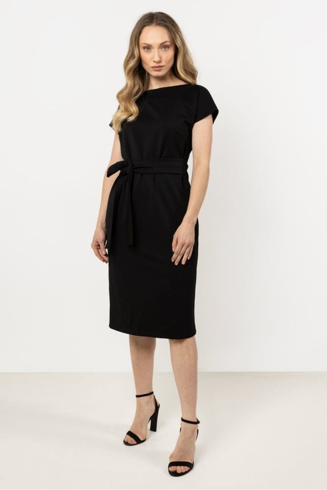 Love Lace Love Lace Women's Awama Tie Waist Short Sleeve Day Dress in Black - 2