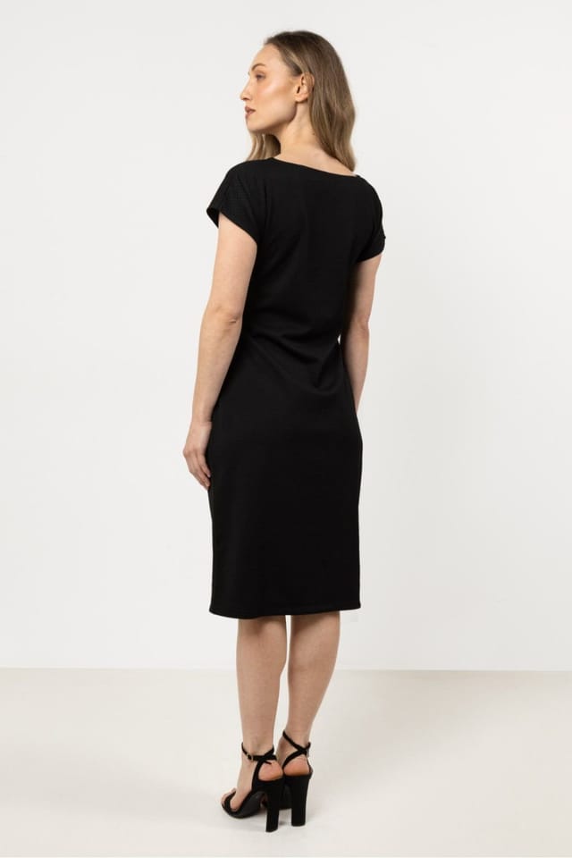 Love Lace Love Lace Women's Awama Tie Waist Short Sleeve Day Dress in Black - 3