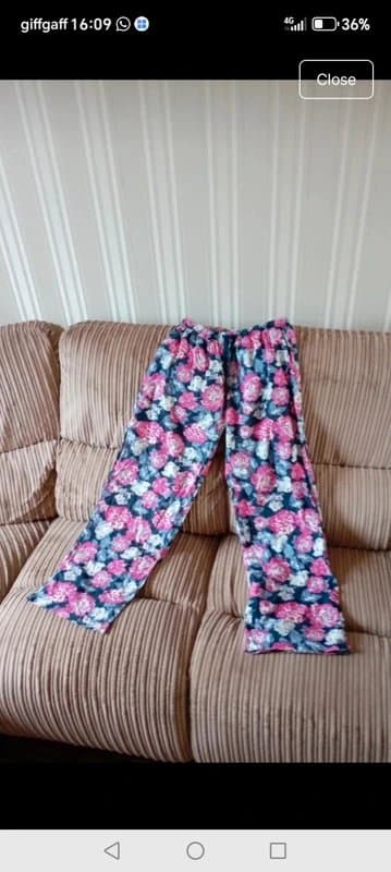 Vintage Dressing Ladies size 10 vintage floral jersey stretch waist wide leg summer trousers
