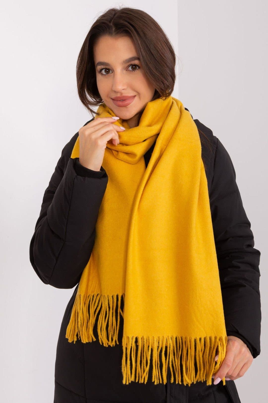 Love Lace Love Lace Yellow Polyester Long Scarf with Tassels