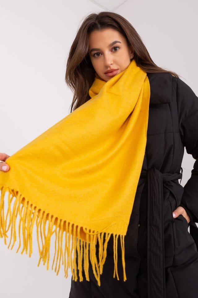 Love Lace Love Lace Women's Soft Warm Long Scarf with Decorative Tassels for Winter in Yellow - 2