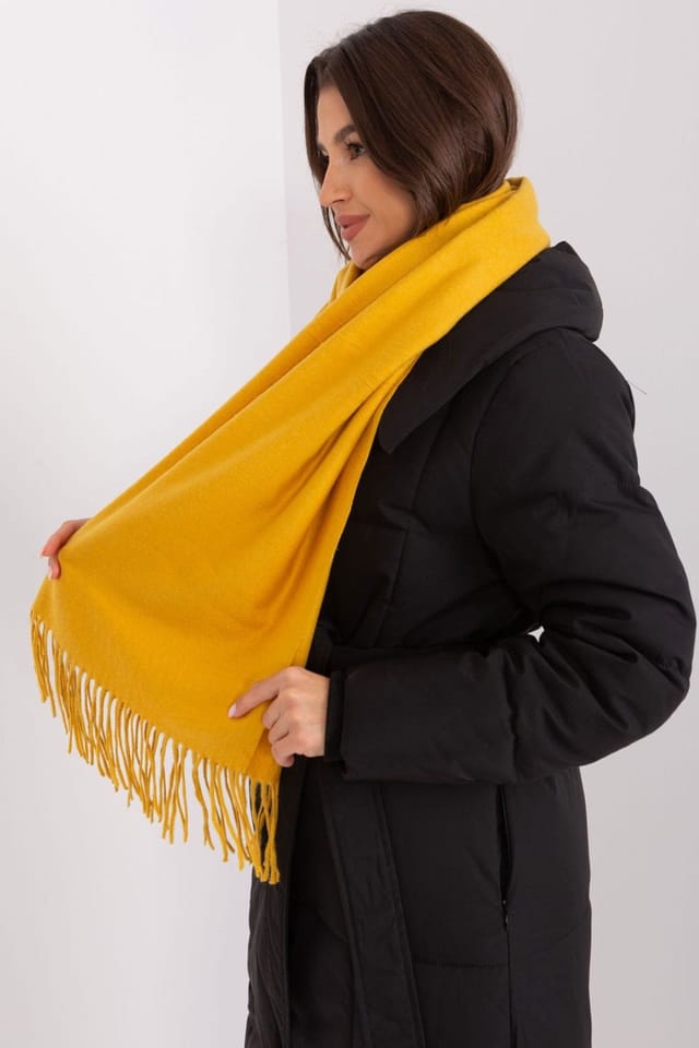 Love Lace Love Lace Women's Soft Warm Long Scarf with Decorative Tassels for Winter in Yellow - 3