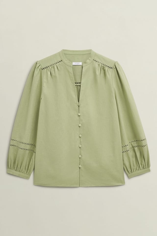 Hobbs London Hobbs London Women's Emberlynn Linen Blend Blouse in Pale Green - 2