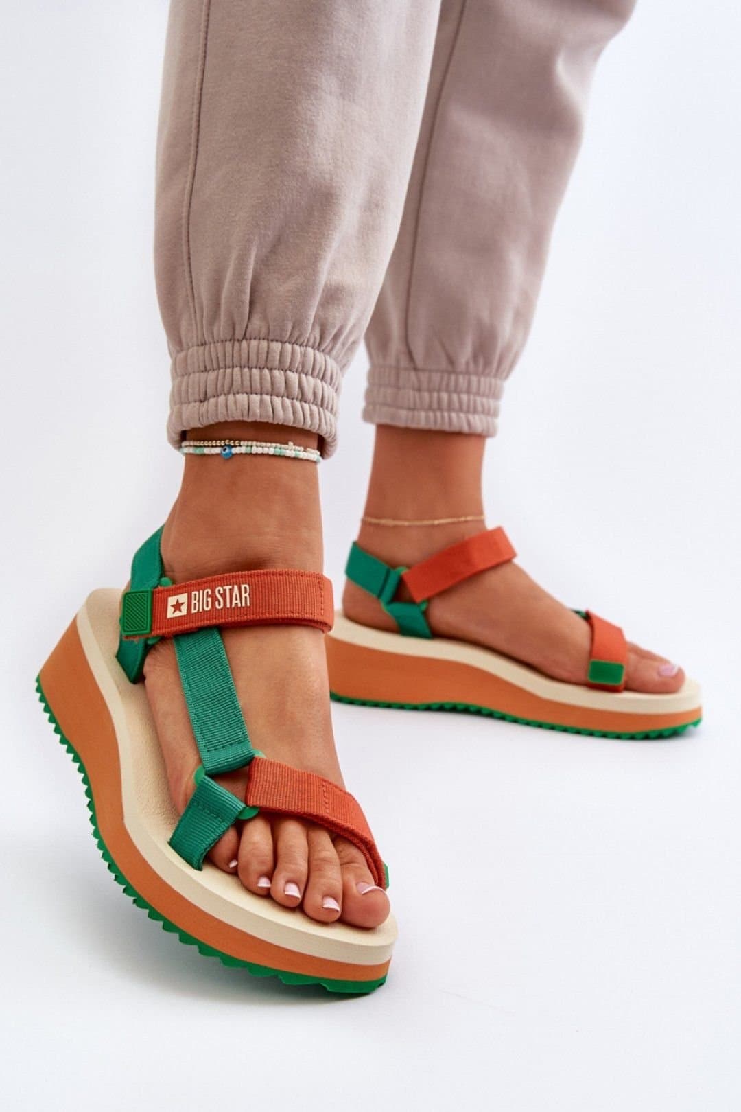 Love Lace Love Lace Women's Big Star Platform Velcro Foam Sandals Lightweight Summer Shoes