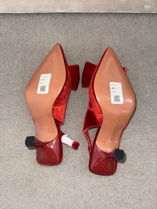 ASOS ASOS Velvet Bow Red/Rust Heel Shoes Size 6