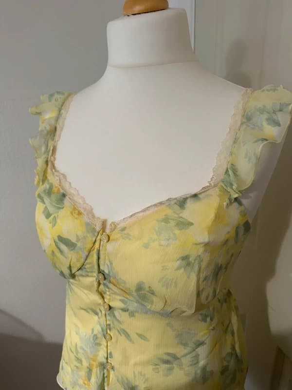 Hollister Easy chiffon babydoll floral top #summertop