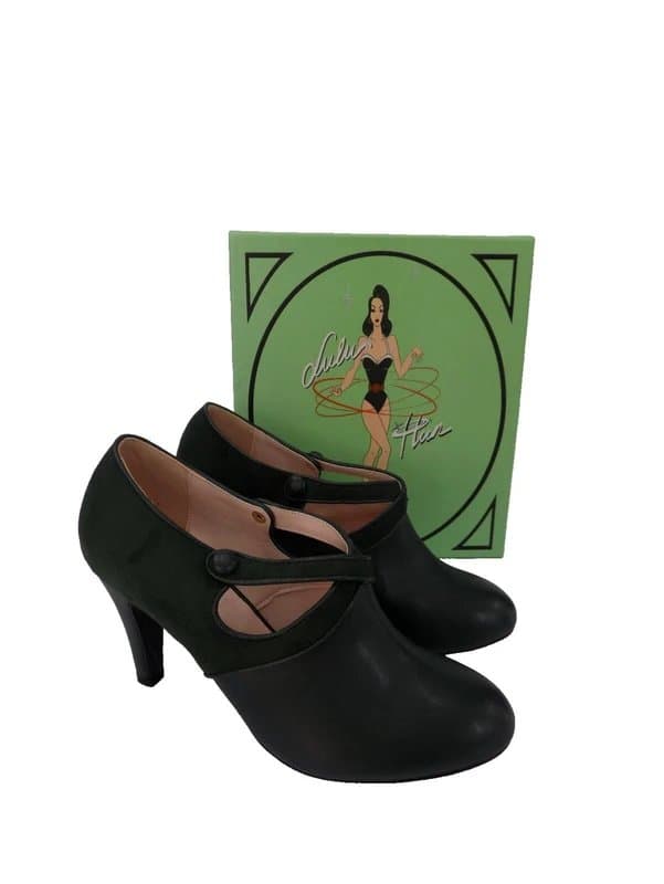 Lulu Hun Green High Heel Shoes UK 5 Womens Lulu Hun London Block Court Victorian Pin Up