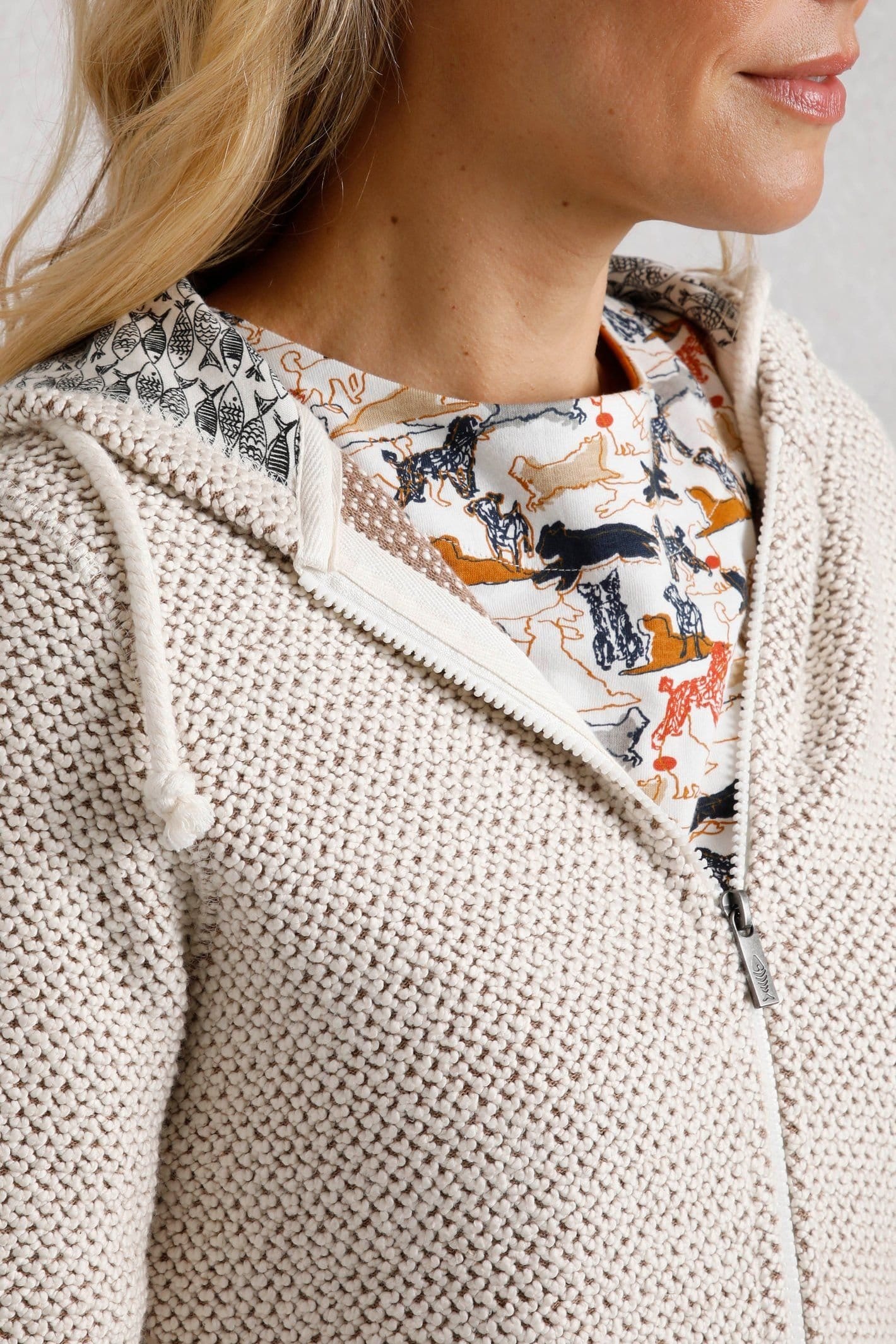 Weird Fish Weird Fish Women's Chicoa Full Zip Macaroni Hoodie in Ecru - 4