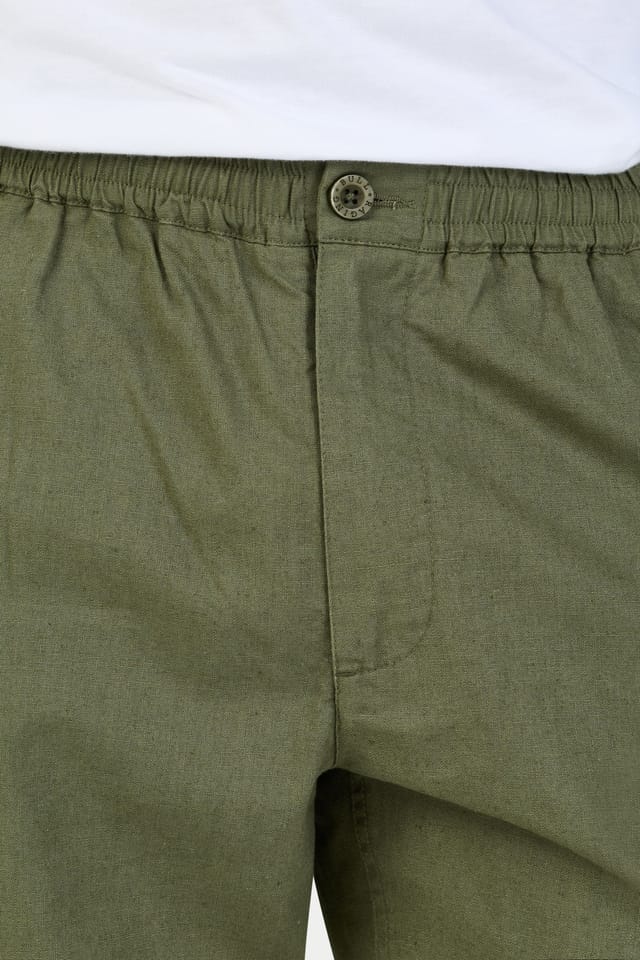 raging bull Raging Bull Men's Stretch Waist Linen Short in Olive - 3