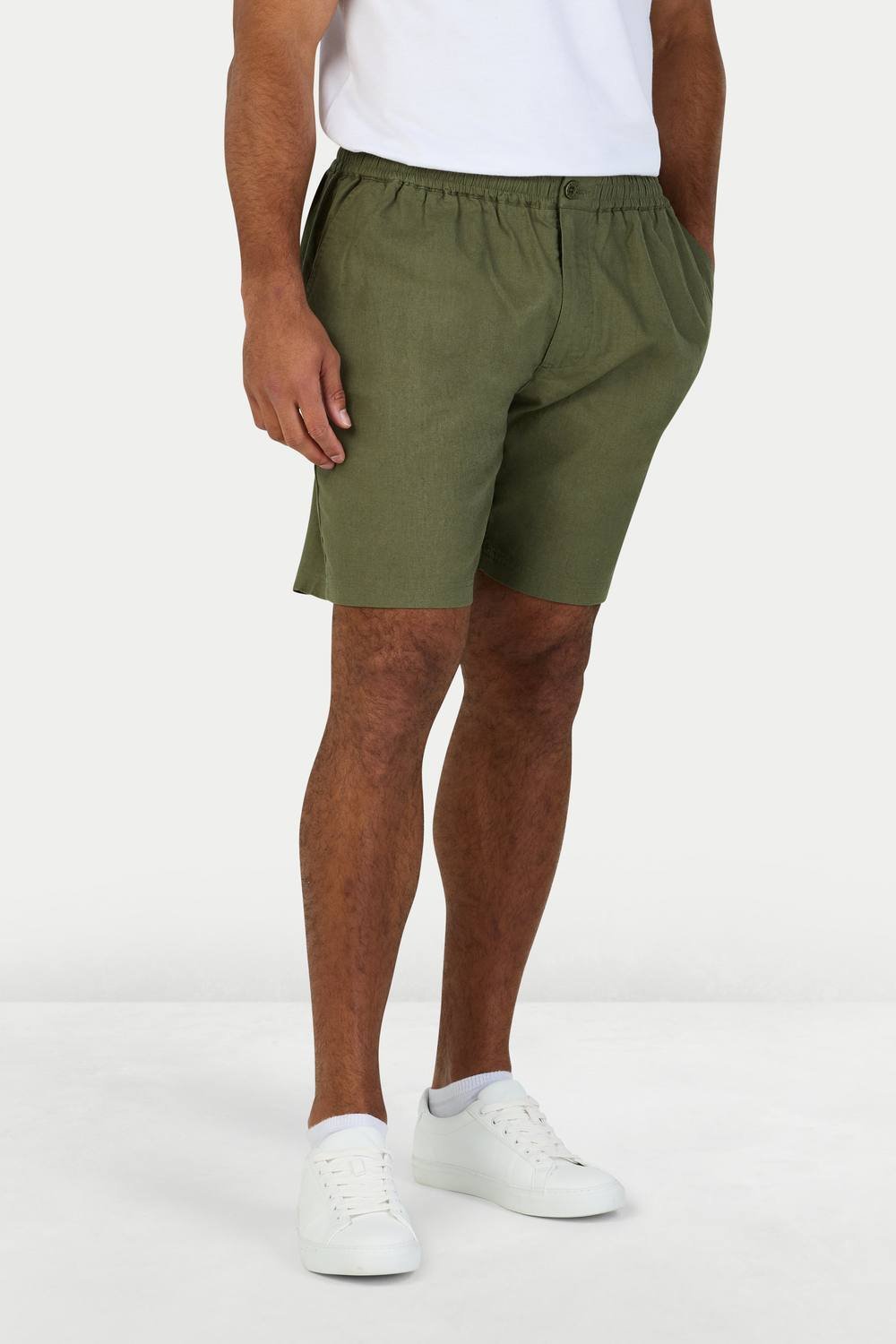 raging bull Raging Bull Men's Stretch Waist Linen Short in Olive - 4