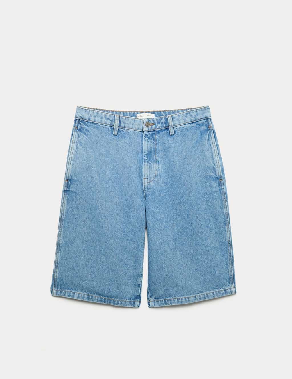 Marks & Spencer M&S Regular Fit Denim Shorts in Mid Blue