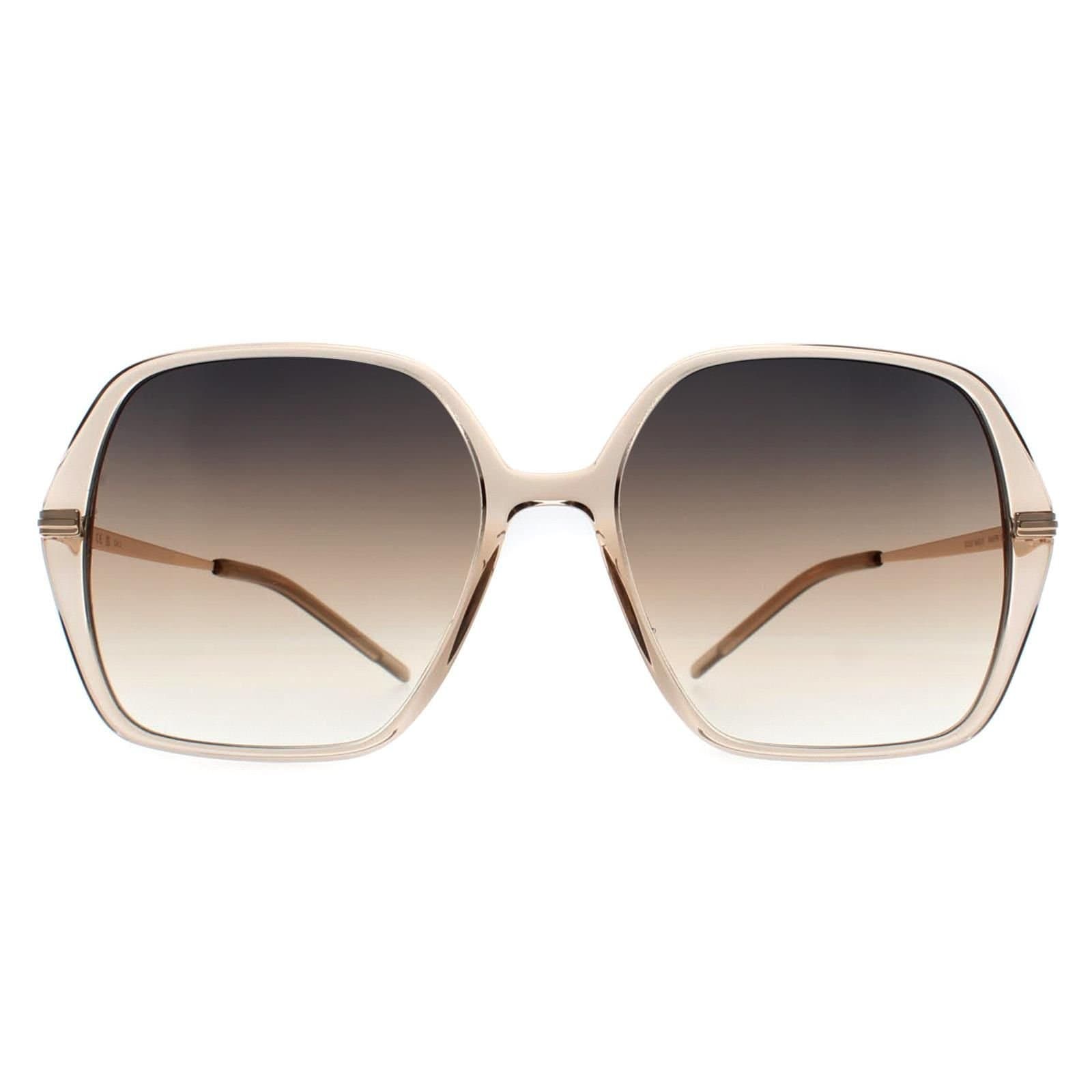Hugo Boss Hugo Boss Women's Square Transparent Beige Gold Grey Brown Gradient BOSS 1660/S in Clear