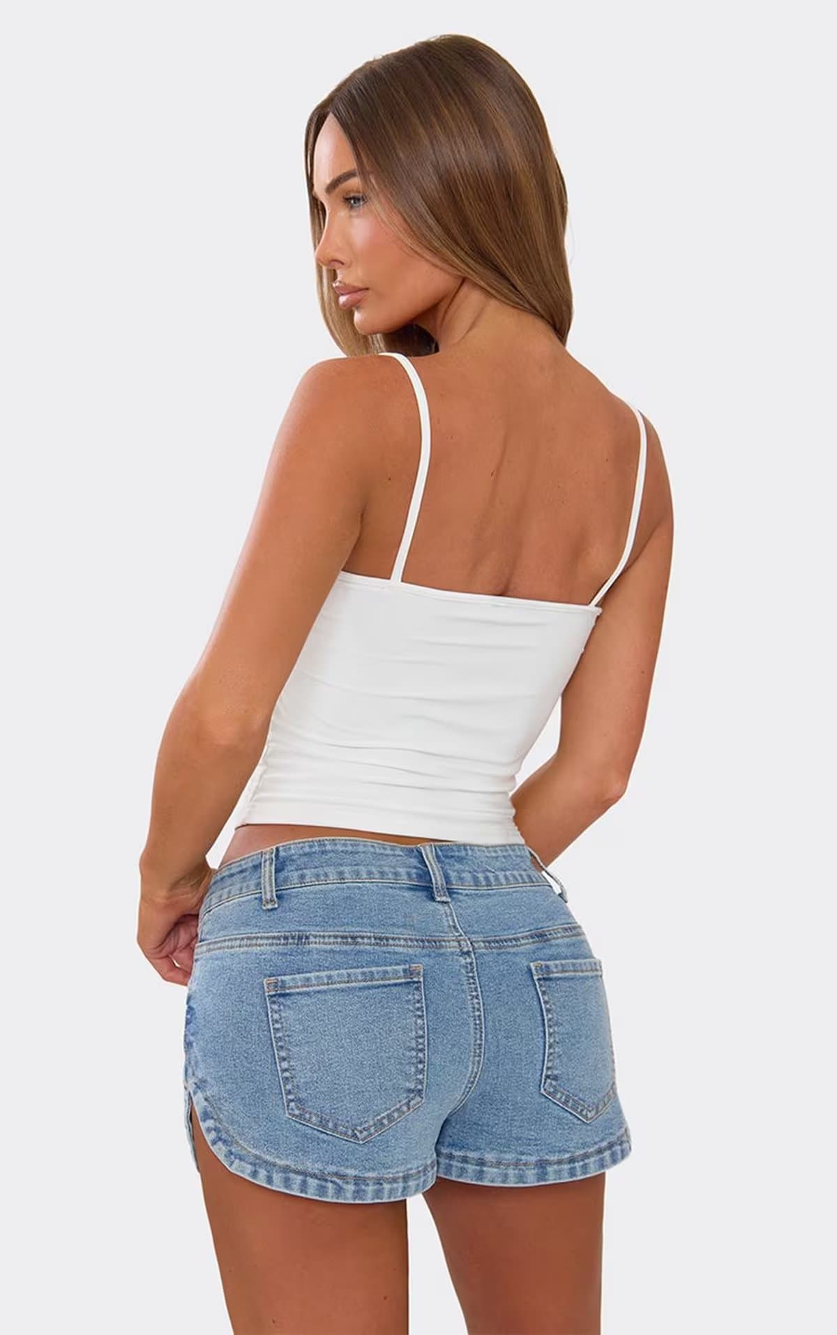 EGO Strappy Graphic Detail Football Top In White, Women's Size UK 6