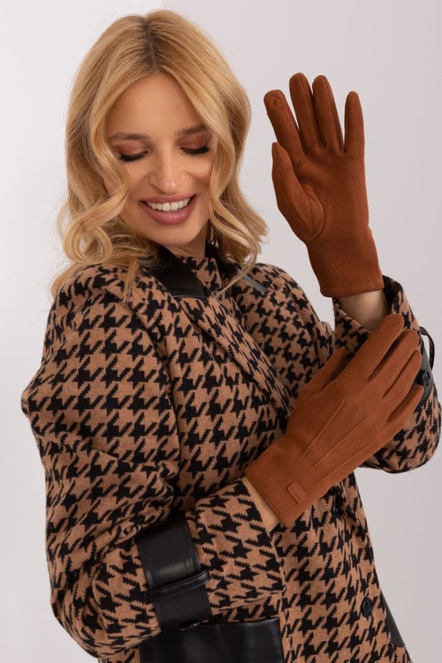 Love Lace Love Lace Women's Elegant Insulated Touchscreen Gloves with Embroidered Flower Patches in Brown - 3