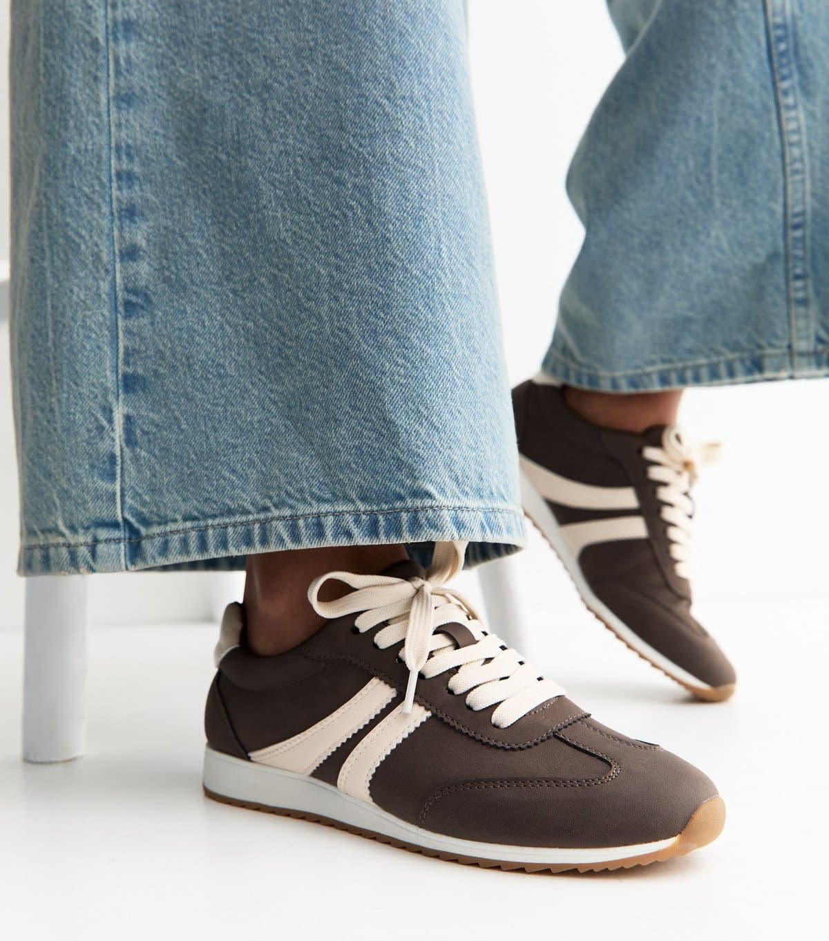 New Look New Look Brown Faux Leather Panelled Trainers