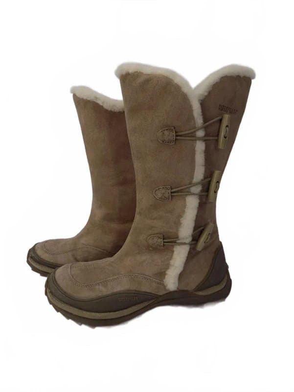 CAT Caterpillar Boots Brown Suede Mid Calf UK 4 to 3.5 Women CAT Warm Lined