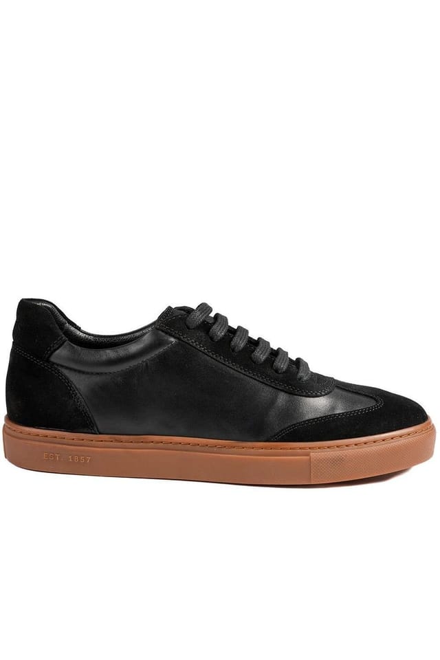 Jones Bootmaker Jones Bootmaker Men's Southall Leather Lace Up Trainers in Black - 2