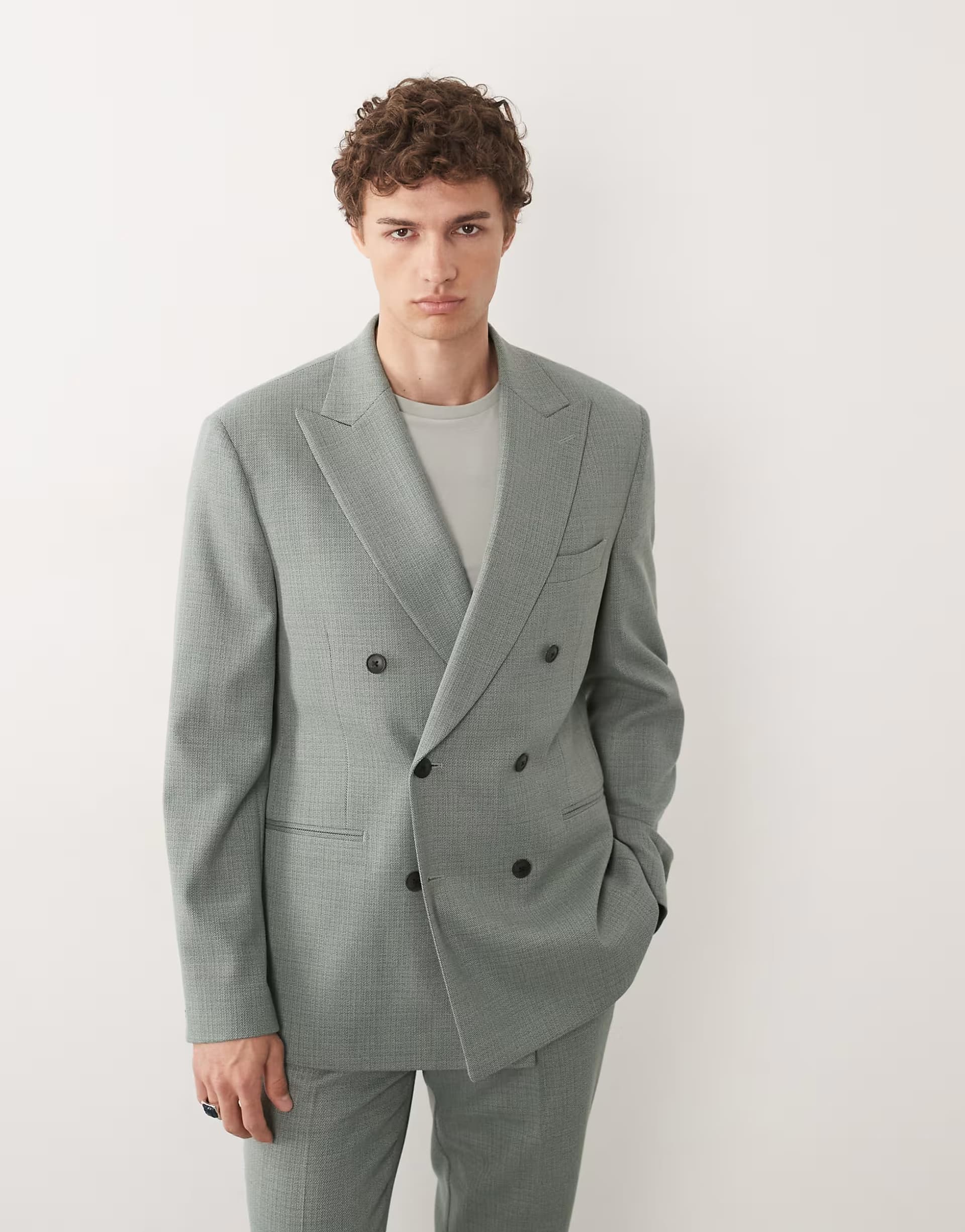 ASOS ASOS DESIGN regular suit jacket in sage green wool blend tweed