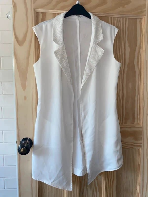 Never Fully Dressed Beaded collar long line flowing waistcoat