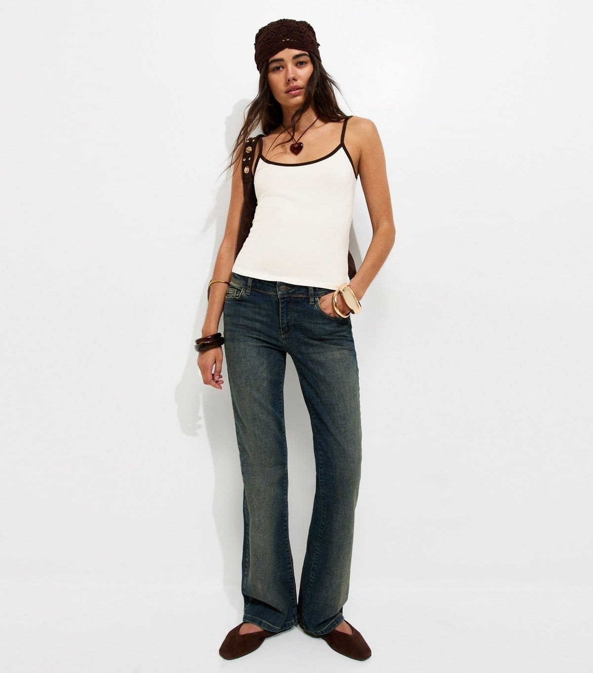 New Look Women's Cream Cotton Rich Contrast Trim Cami Top New Look - 4