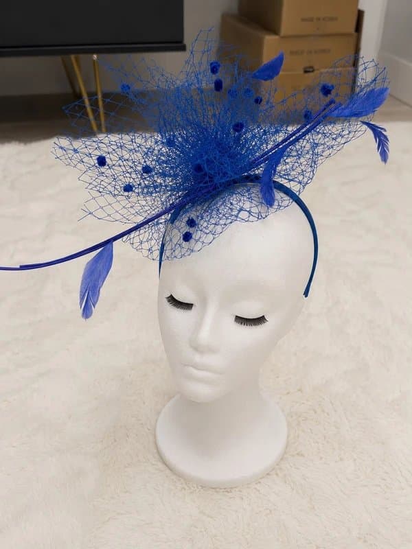 Ascot Royal Blue Statement Fascinator Hat Wedding Races Ascot Ladies Day Occasion Headpiece headband