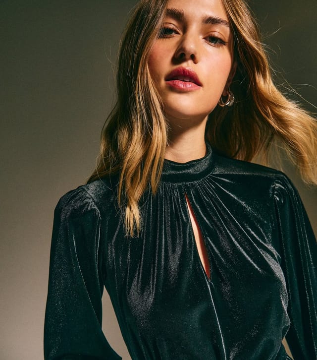 New Look Women's Black Velvet Long Sleeve Belted Mini Dress New Look - 2